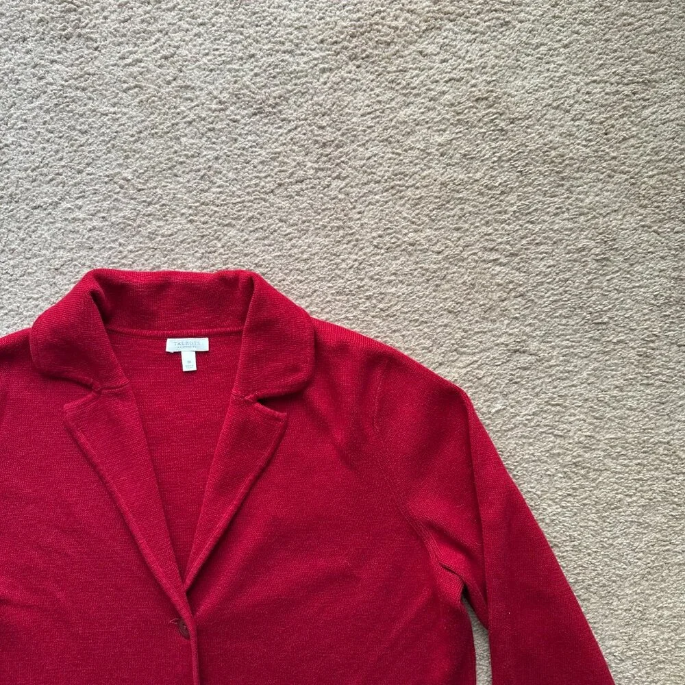 Talbots Sweater Womens 1X Cardigan Button Close V Neck Notched Red Long Sleeve - Picture 5 of 12